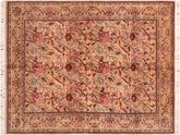 handmade Traditional Kamal Taupe Pink Hand Knotted RECTANGLE 100% WOOL area rug 6x9
